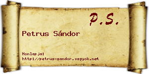 Petrus Sándor névjegykártya